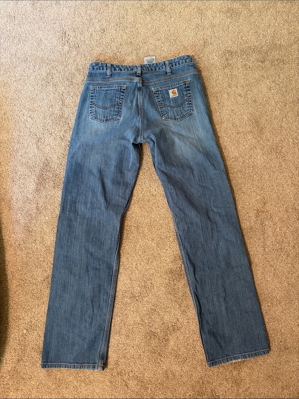 Carhartt Blue Straight-Leg Work Denim Jeans